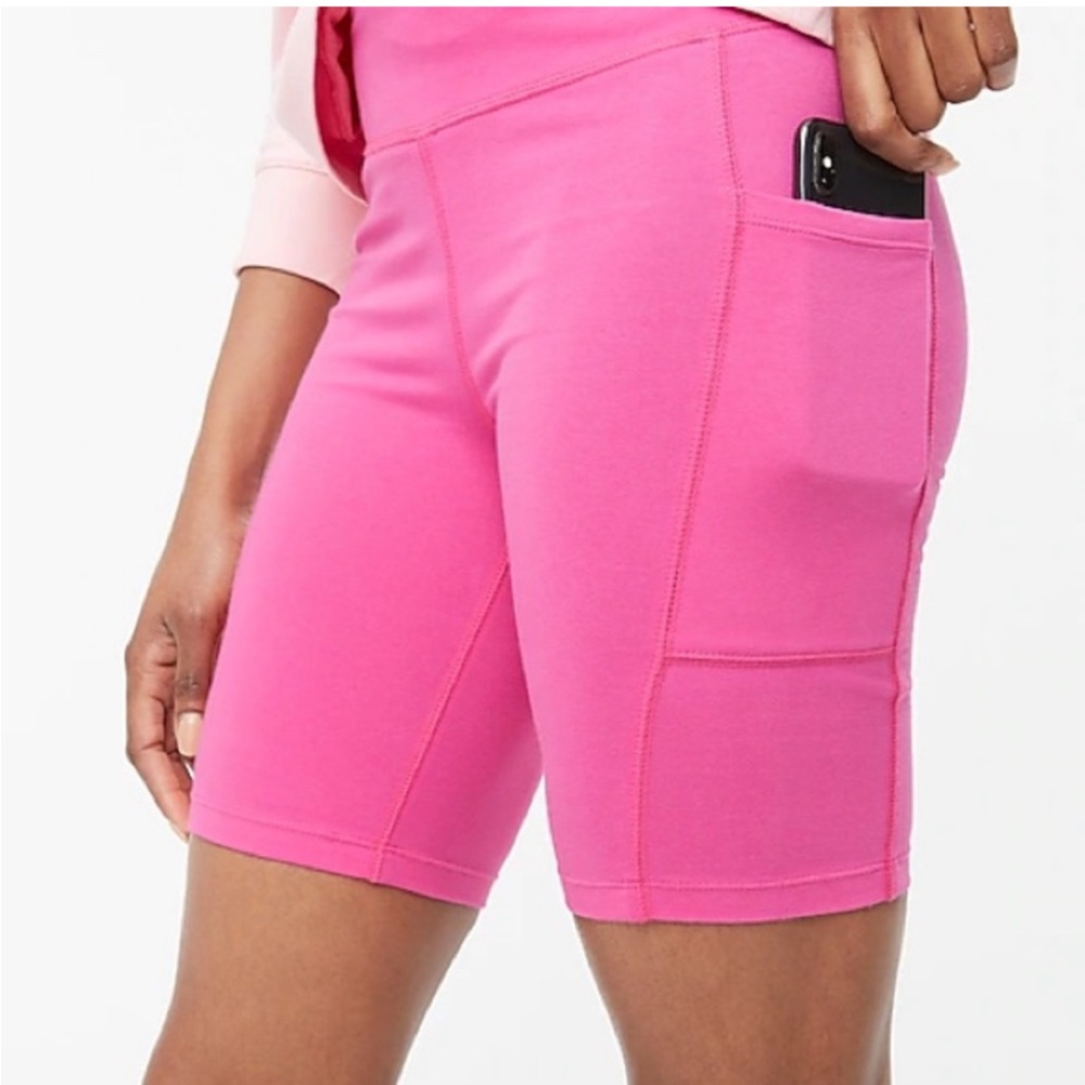 NWOT J Crew Cotton Bike Short Barbie Pink w/ side pockets Size Small